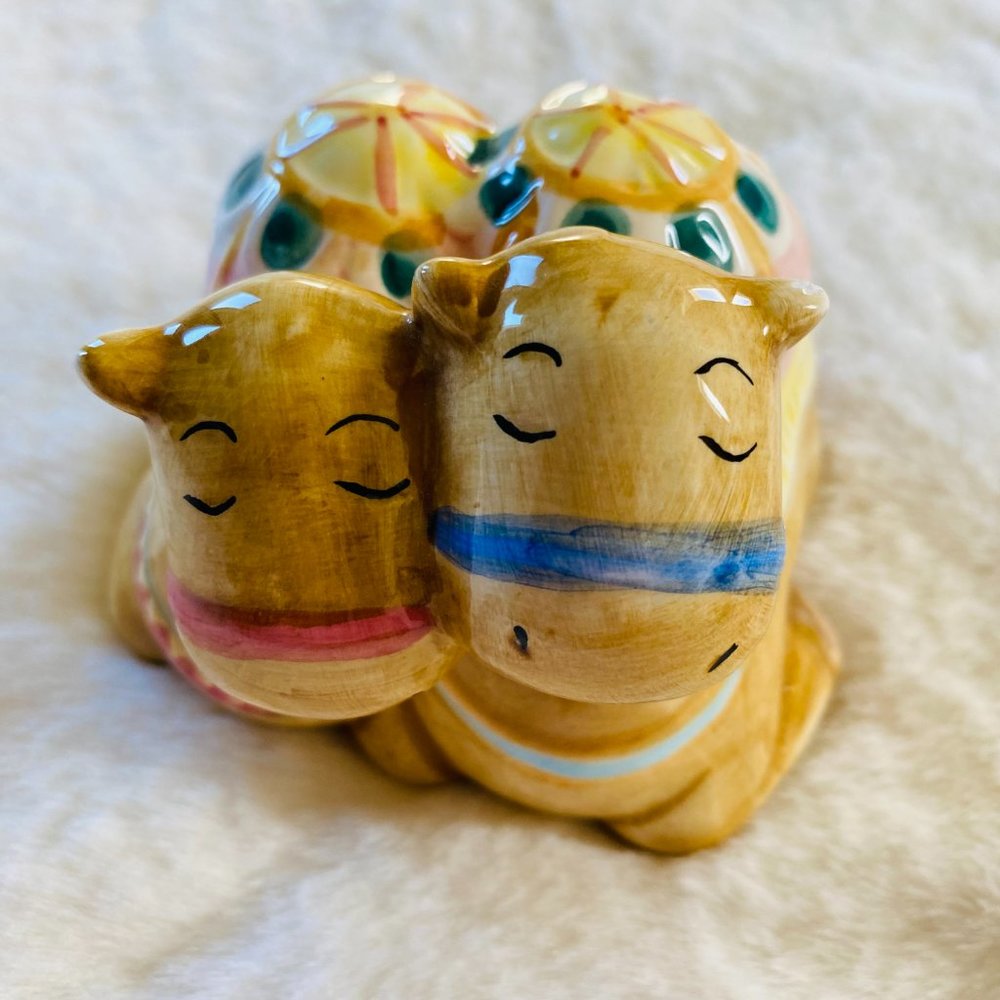 Lefton Coin Bank Double Camel Loving Couple 4 X 3.25 inches 2003 Vintage